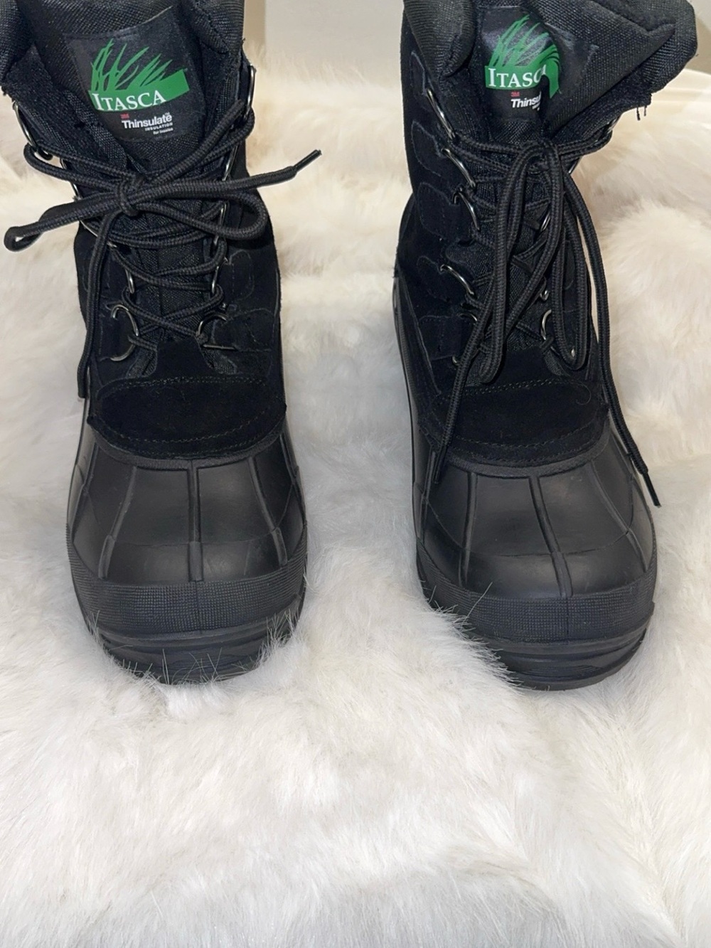Itasca Black Lace-Up Insulated Winter Boots